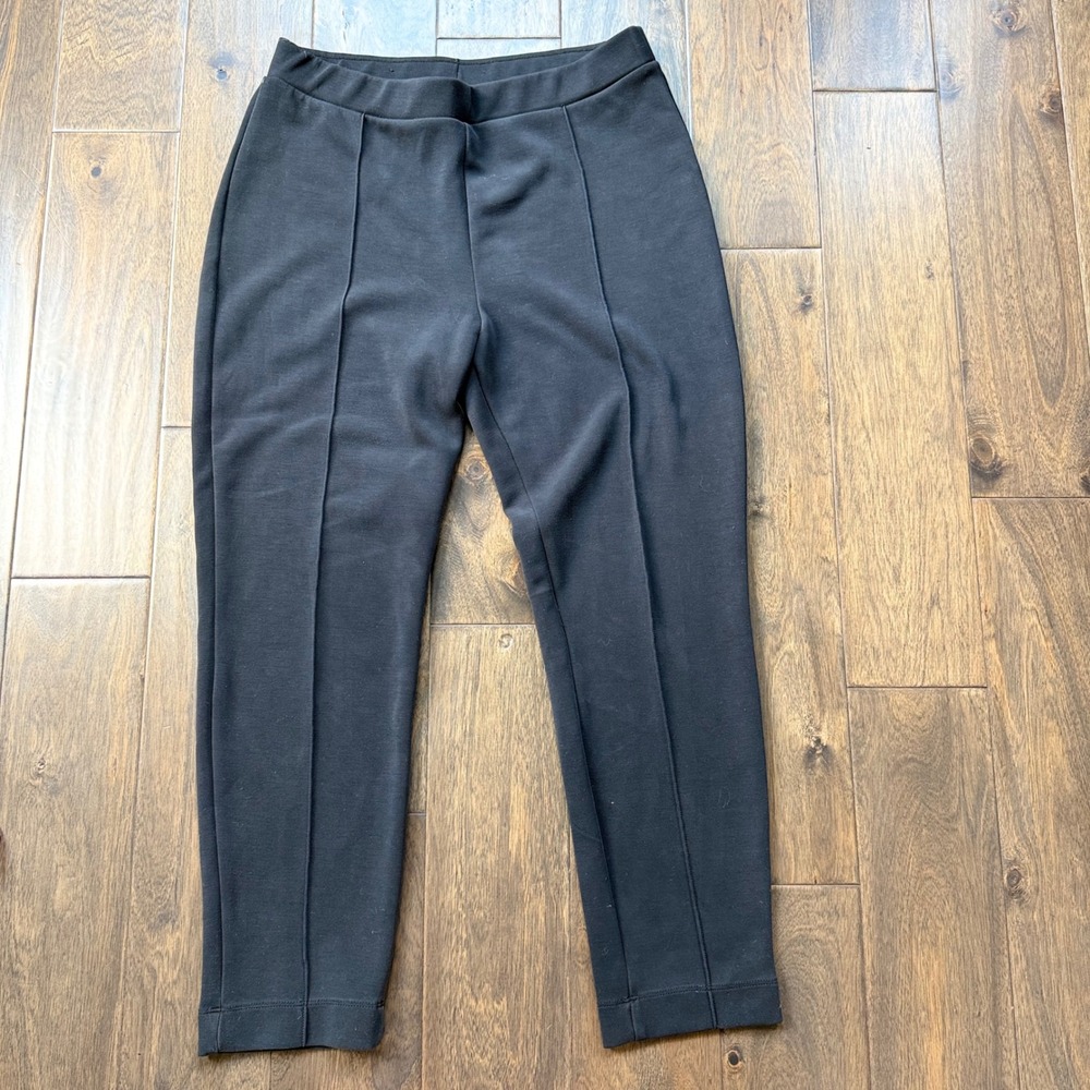 Dalia Tapered Trousers Women Size L Black EUC Pintuck PullOn StretchPants Office
